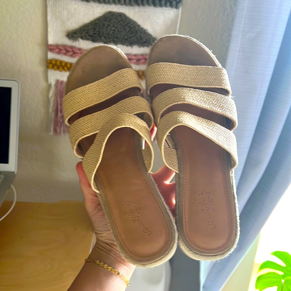 Wedge Tan Linen Sandal